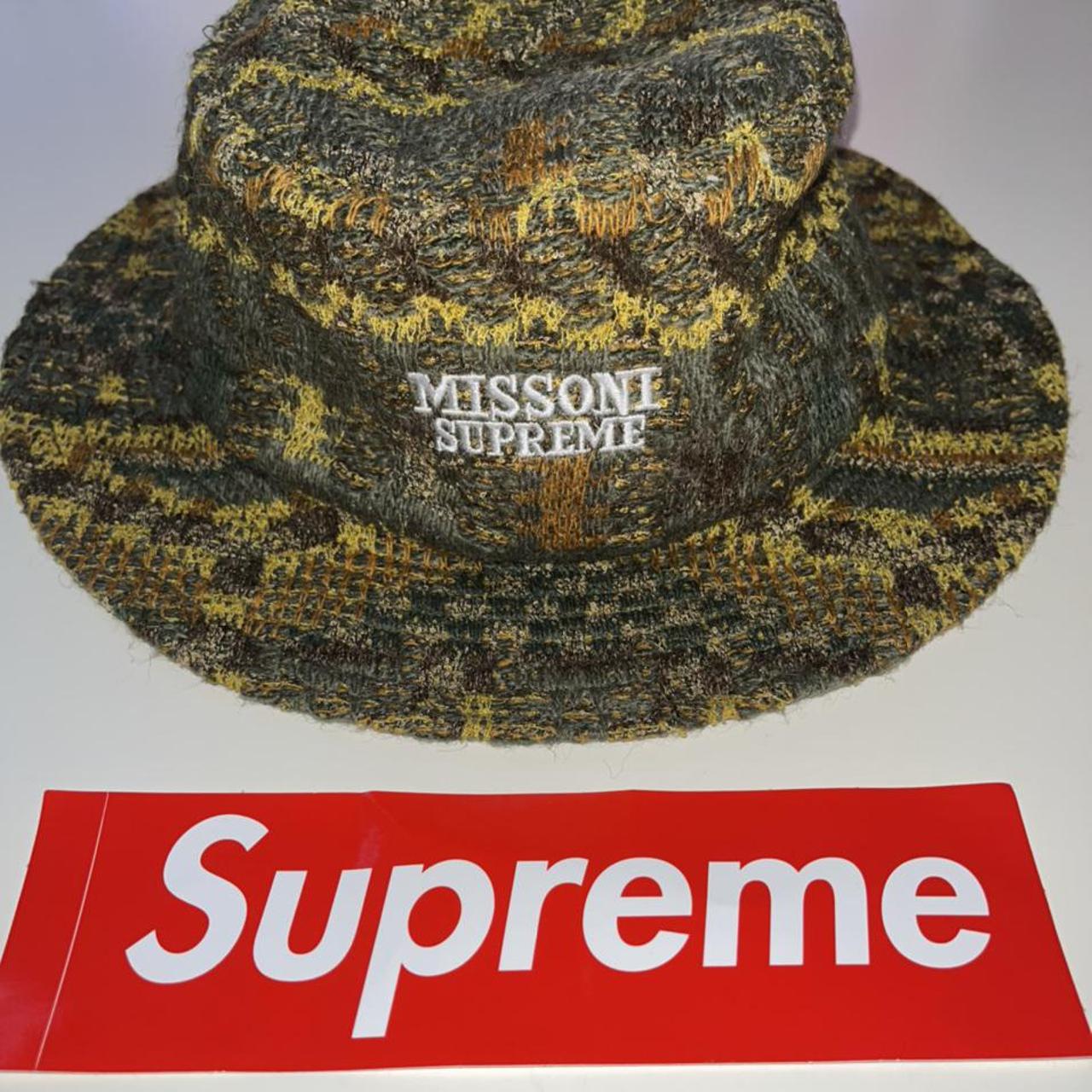 MISSONI X SUPREME CRUSHER OLIVE BUCKET HAT, RARE...