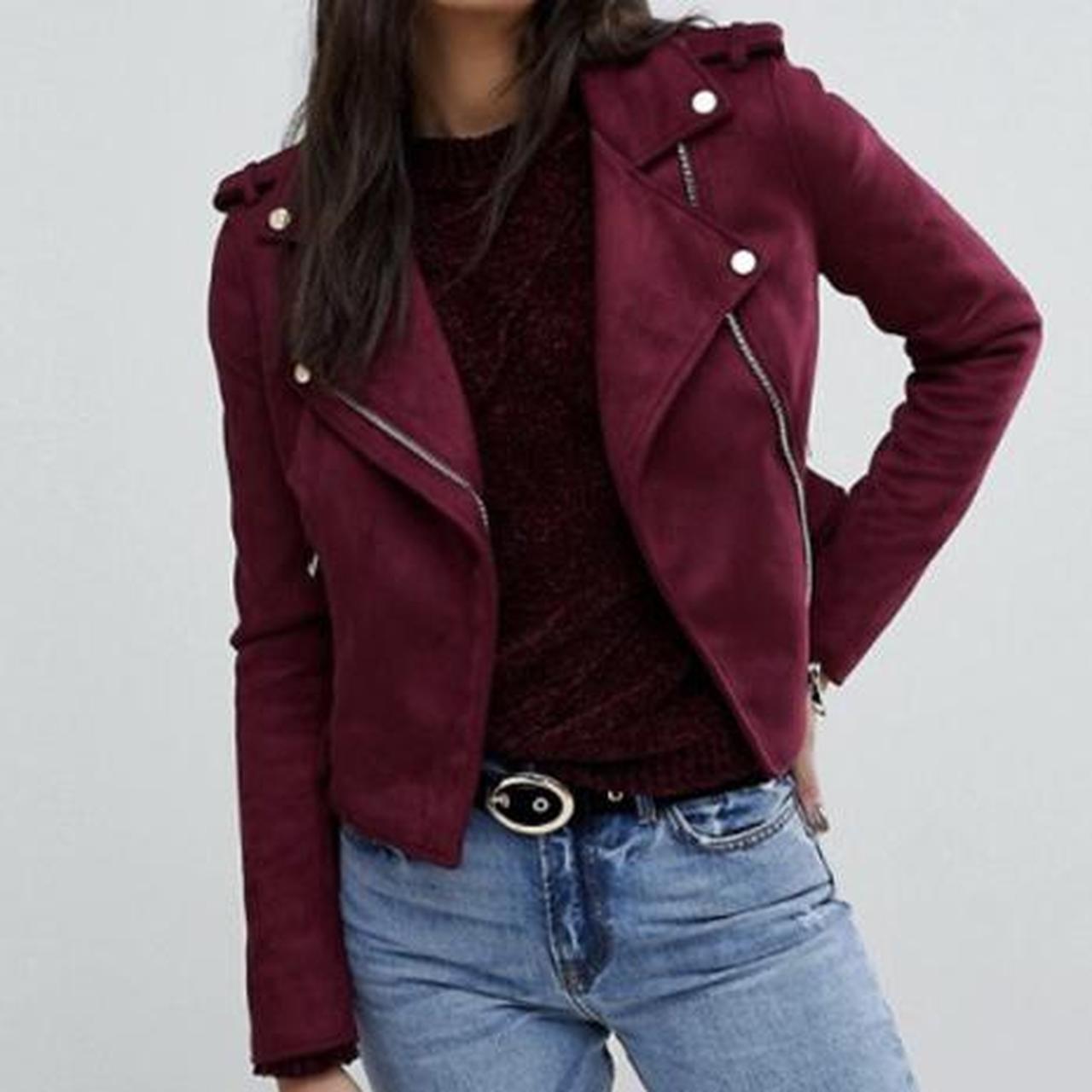 river island burgundy biker jacket