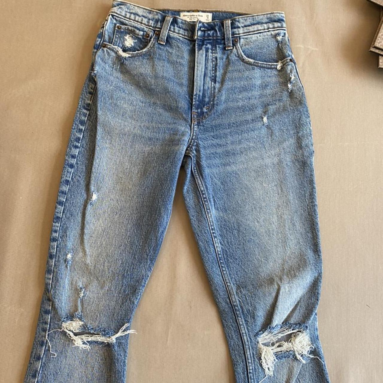 Abercrombie & Fitch 90s skinny high rise blue... - Depop