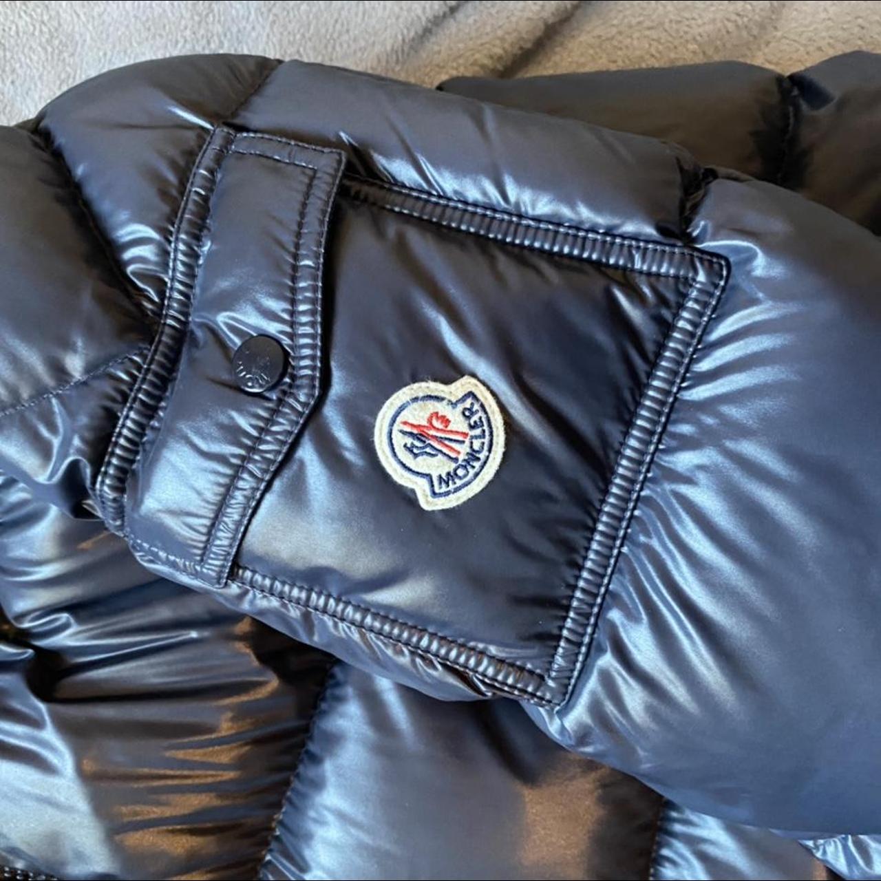 Moncler Bubble Coat - Size medium - Navy blue... - Depop