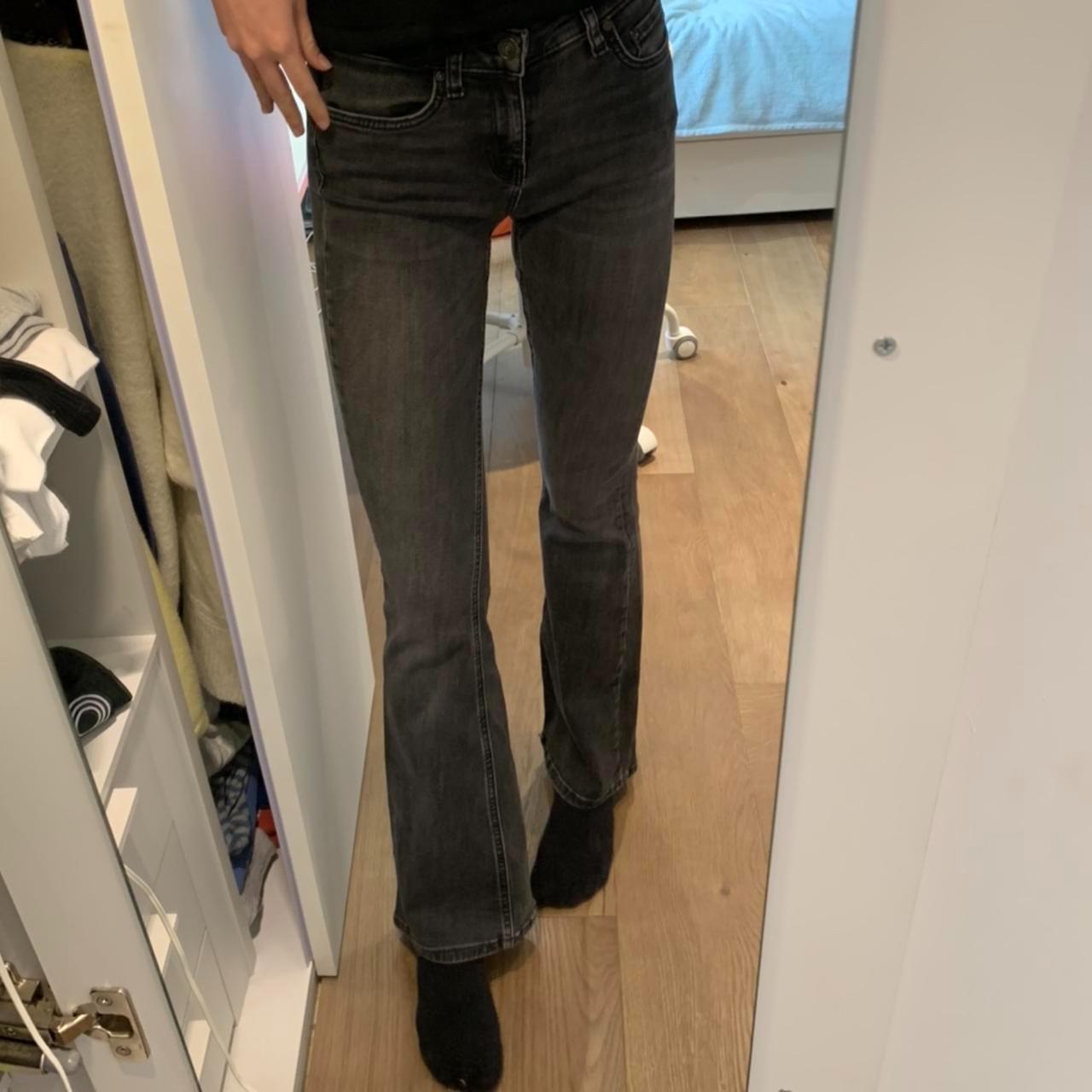 Zara skinny flared jeans in faded black wash, 1st... Depop