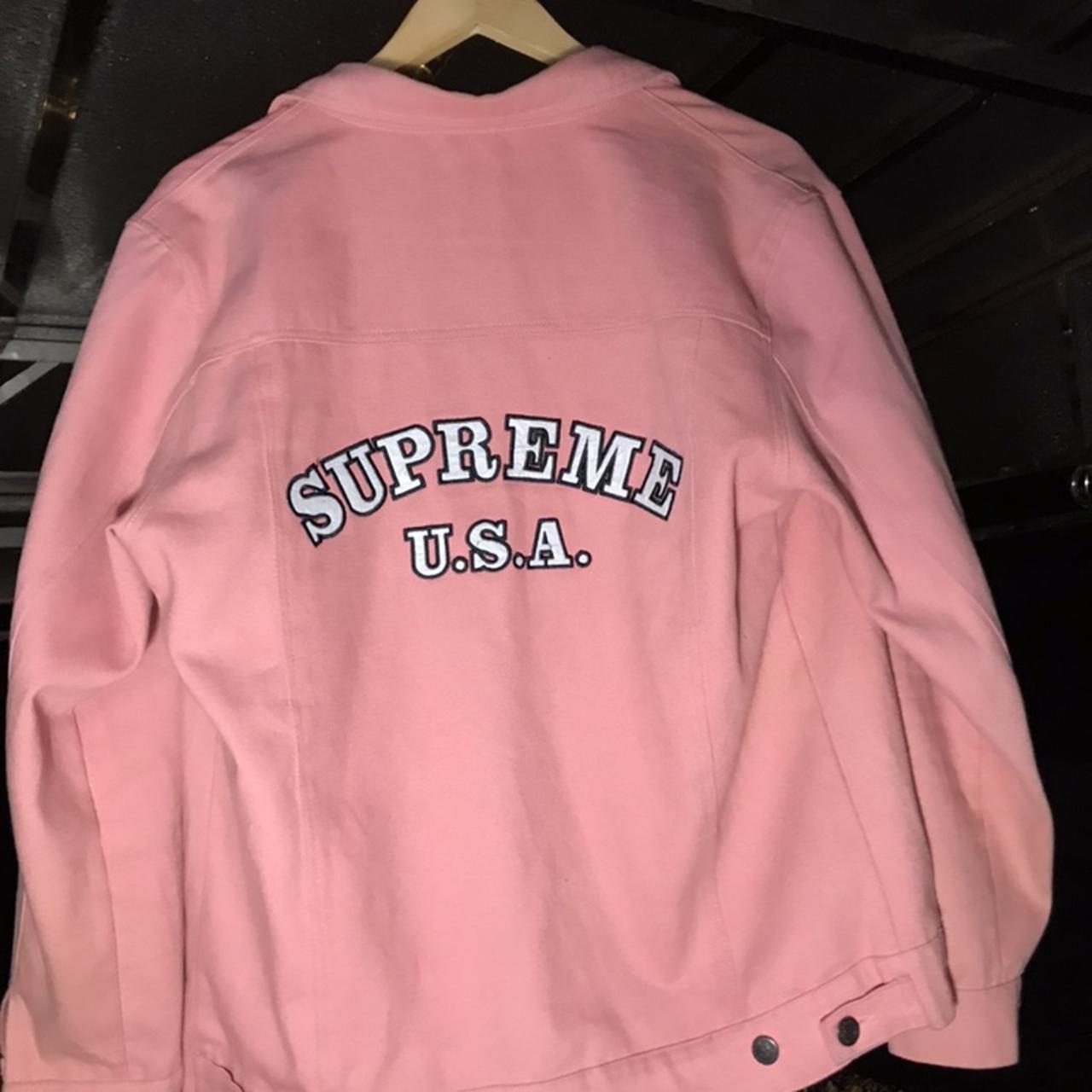 Supreme ss16 pink denim trucker jacket