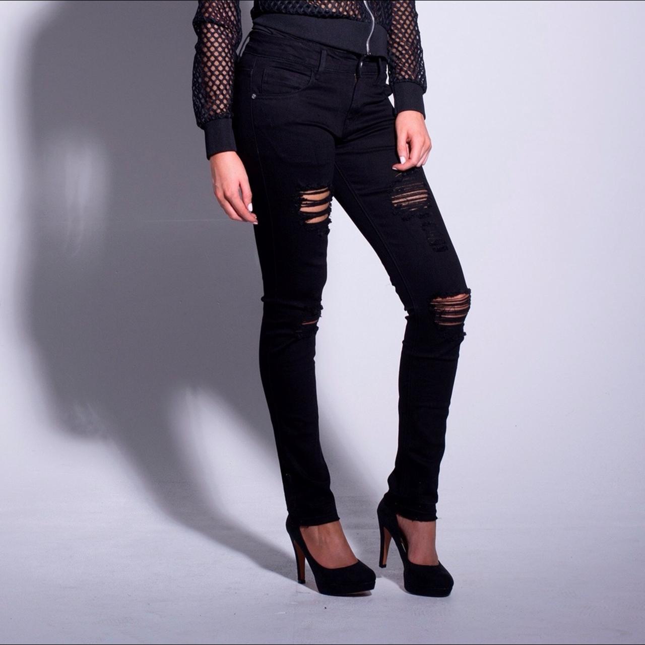 black ripped super skinny jeans womens