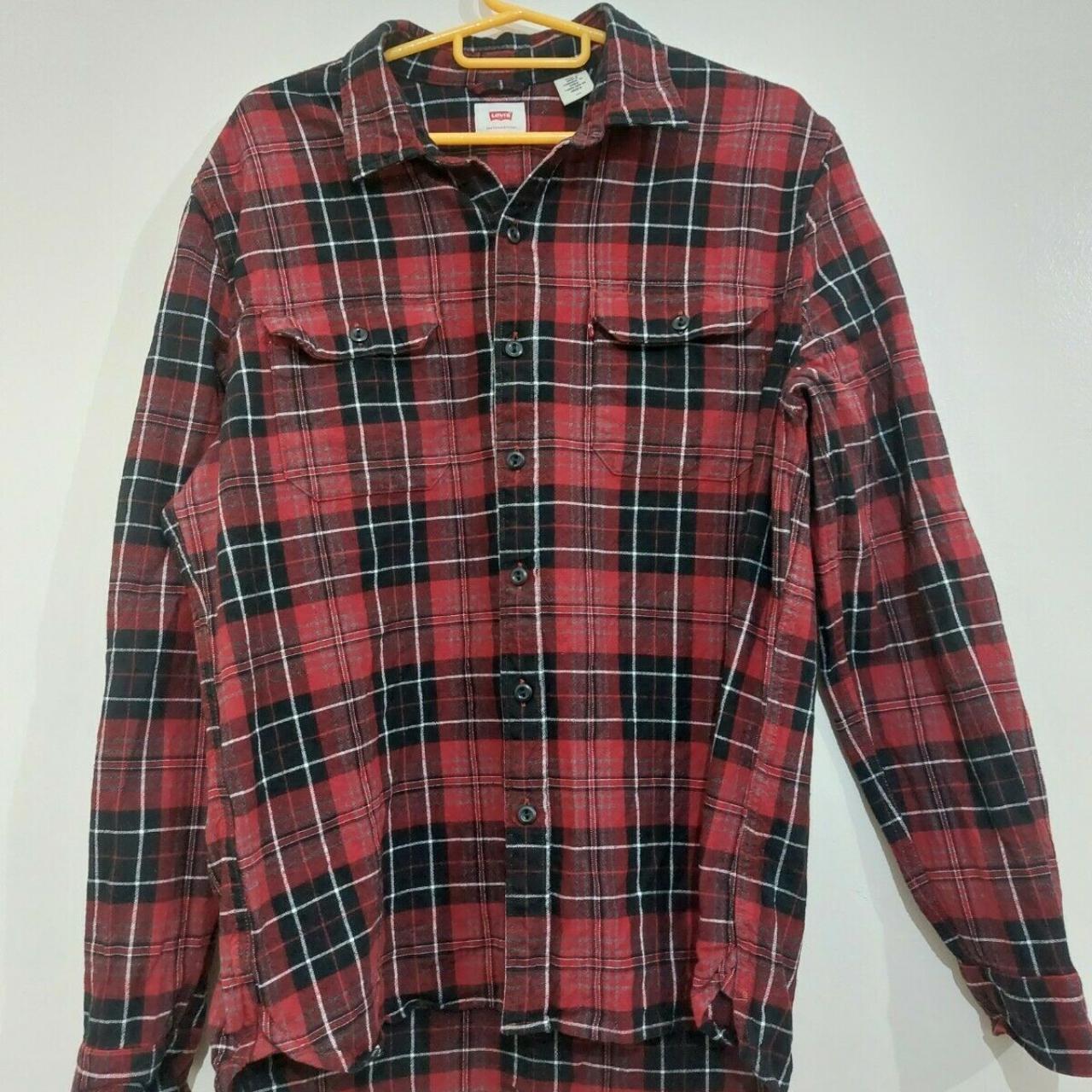 Levis Red and Black Plaid Shirt - Large Here we have... - Depop