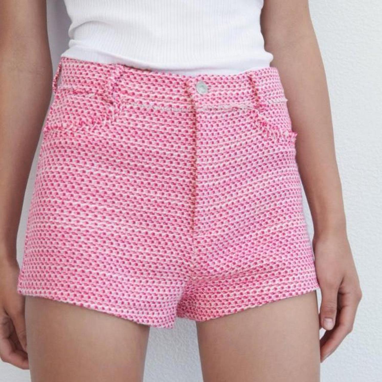 zara pink tweed shorts