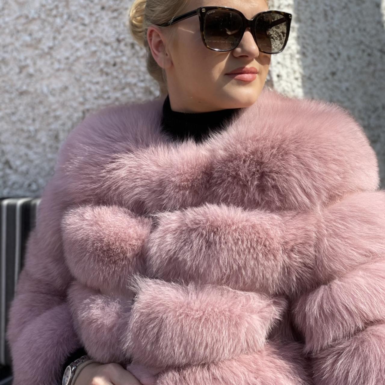 pink fox fur jacket