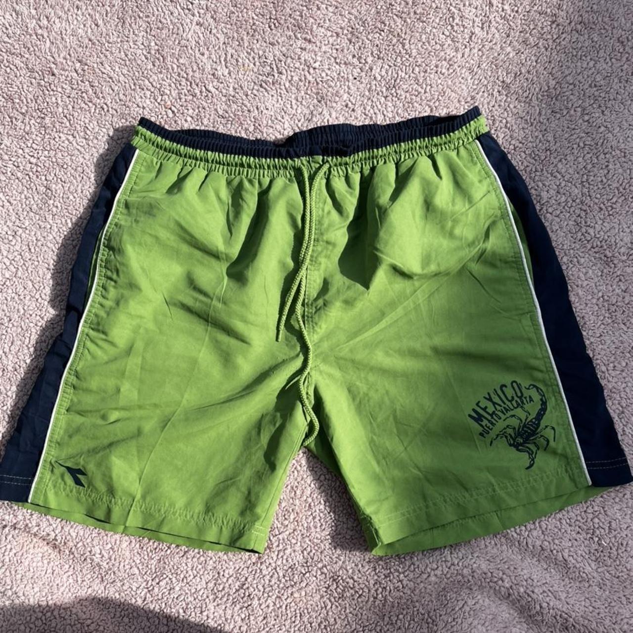 Diadora swim/board shorts Bright green and navy... - Depop