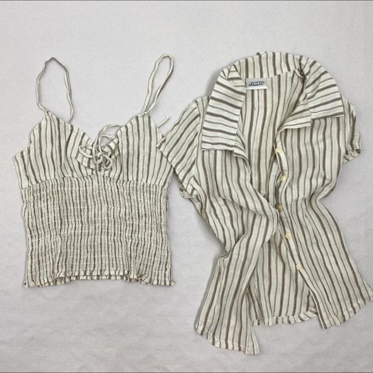 Pimkie Women's White and Tan Crop-top