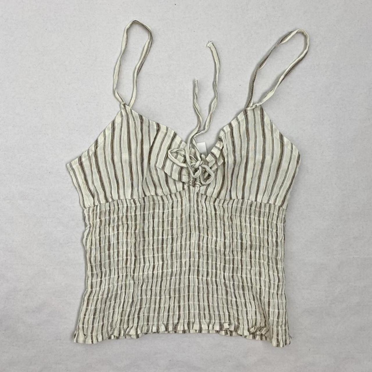 Pimkie Women's White and Tan Crop-top (2)