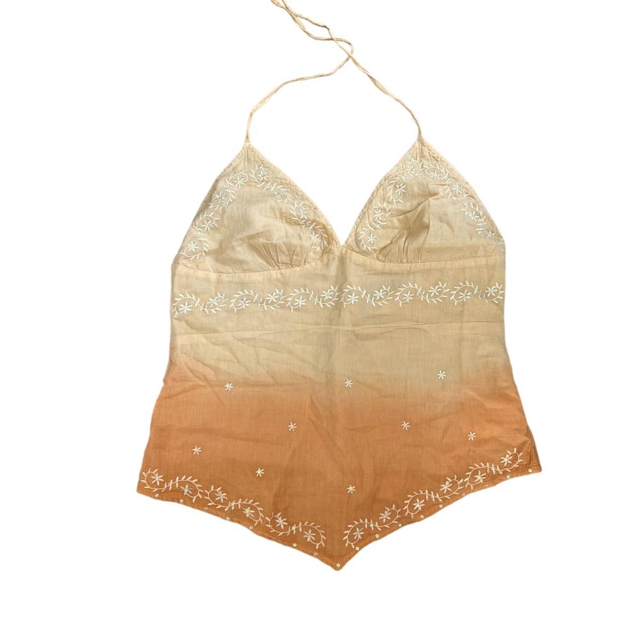 Pimkie Women's Orange and Tan Shirt (2)
