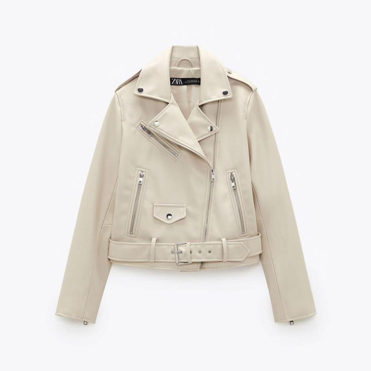 zara cream leather jacket