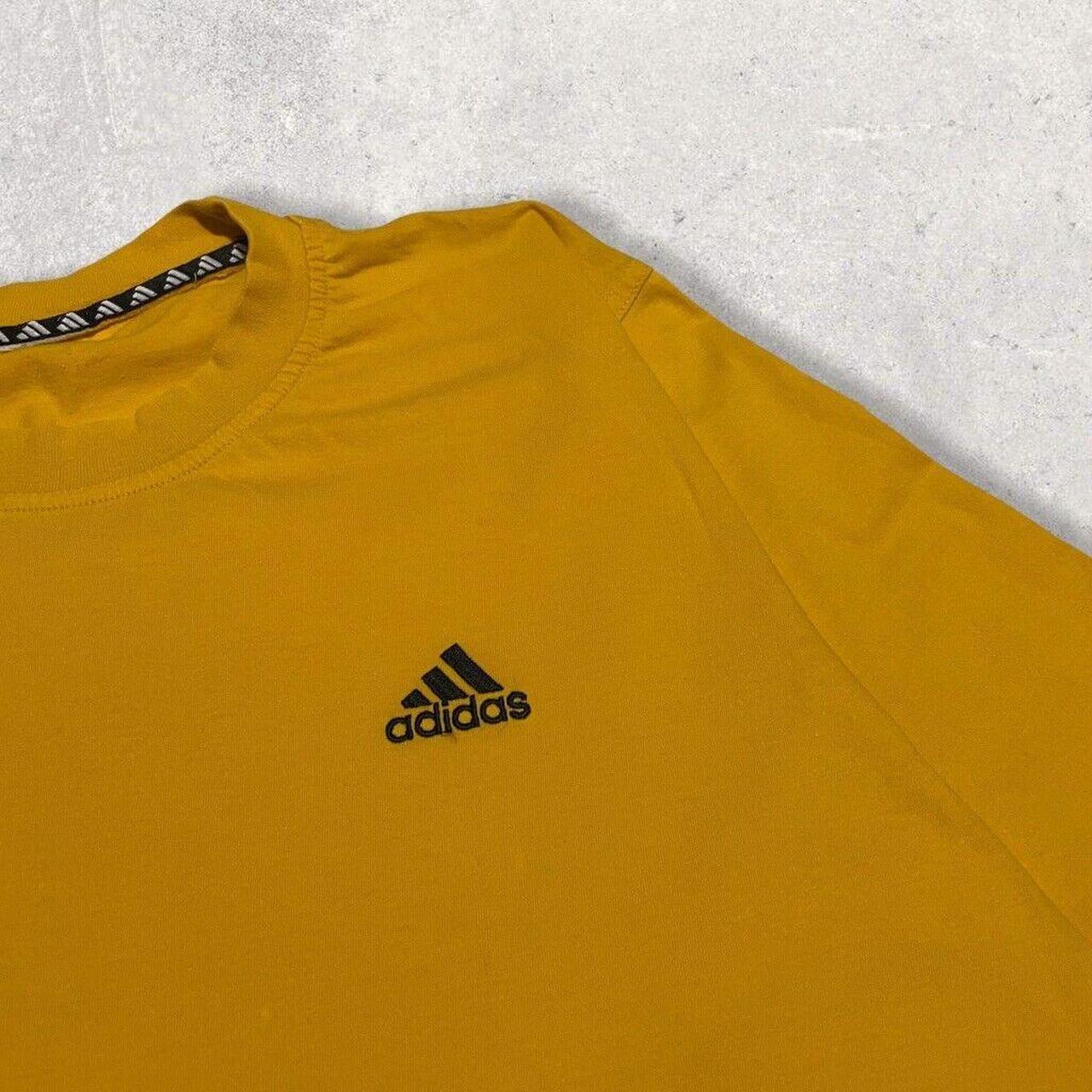 90s Adidas Small Logo T Shirt Yellow XL Faults... Depop