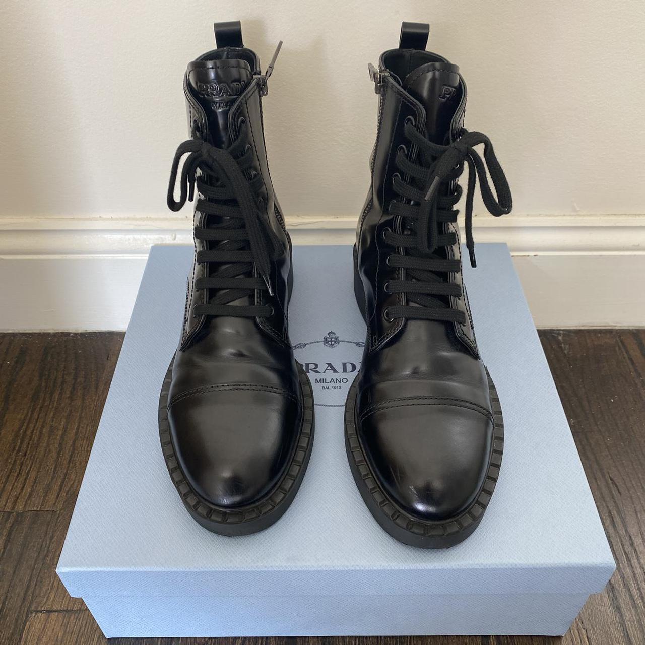 AMAZING CONDITION Prada Boots -Brushed Leather... - Depop