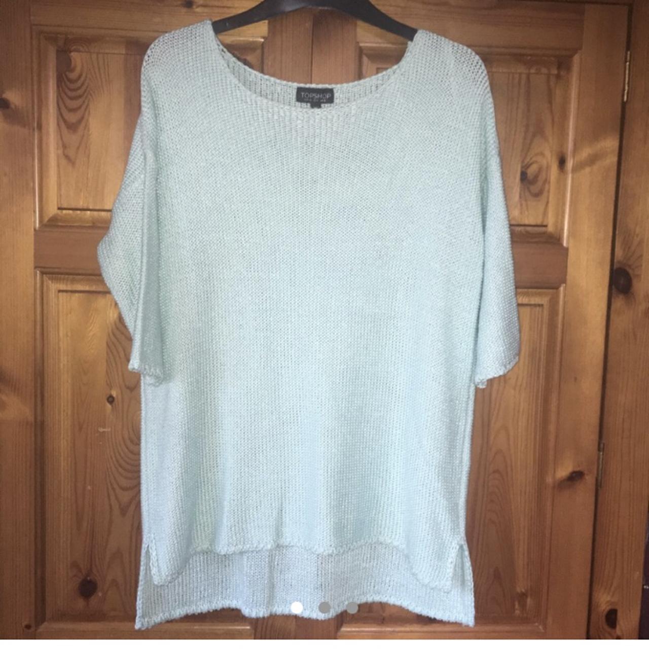 Topshop Mint green pale turquoise knit sweater 3/4... - Depop