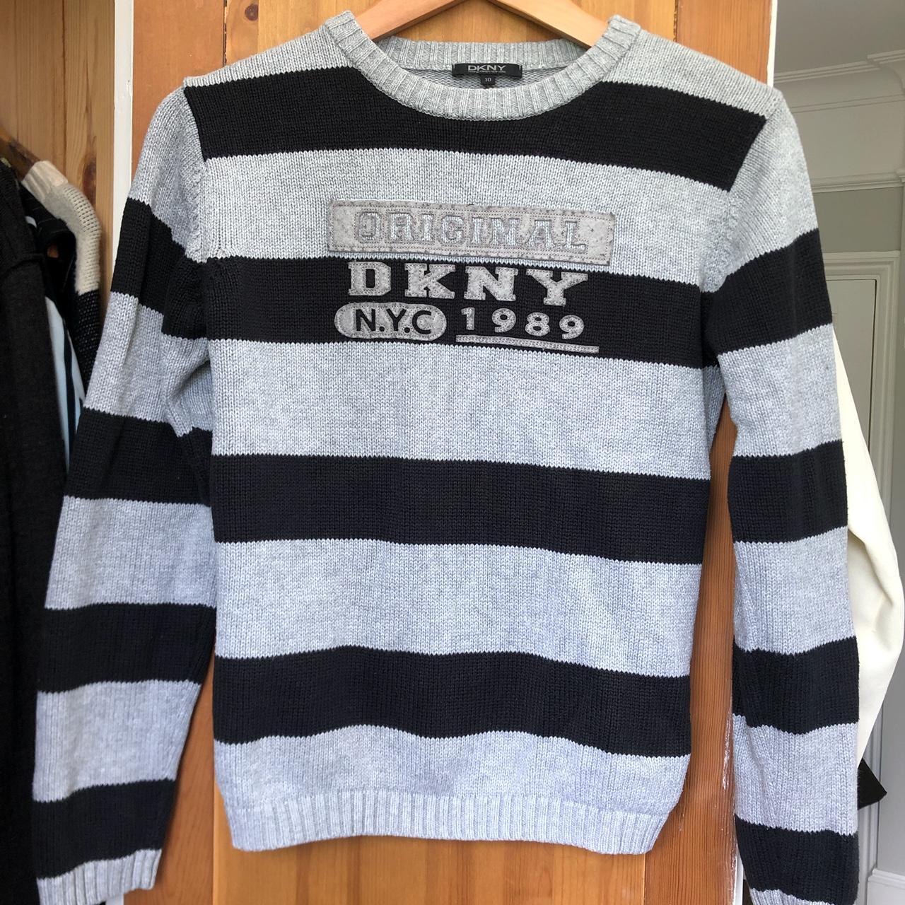 DKNY black grey knitted jumper Fits sizes 6-10... - Depop