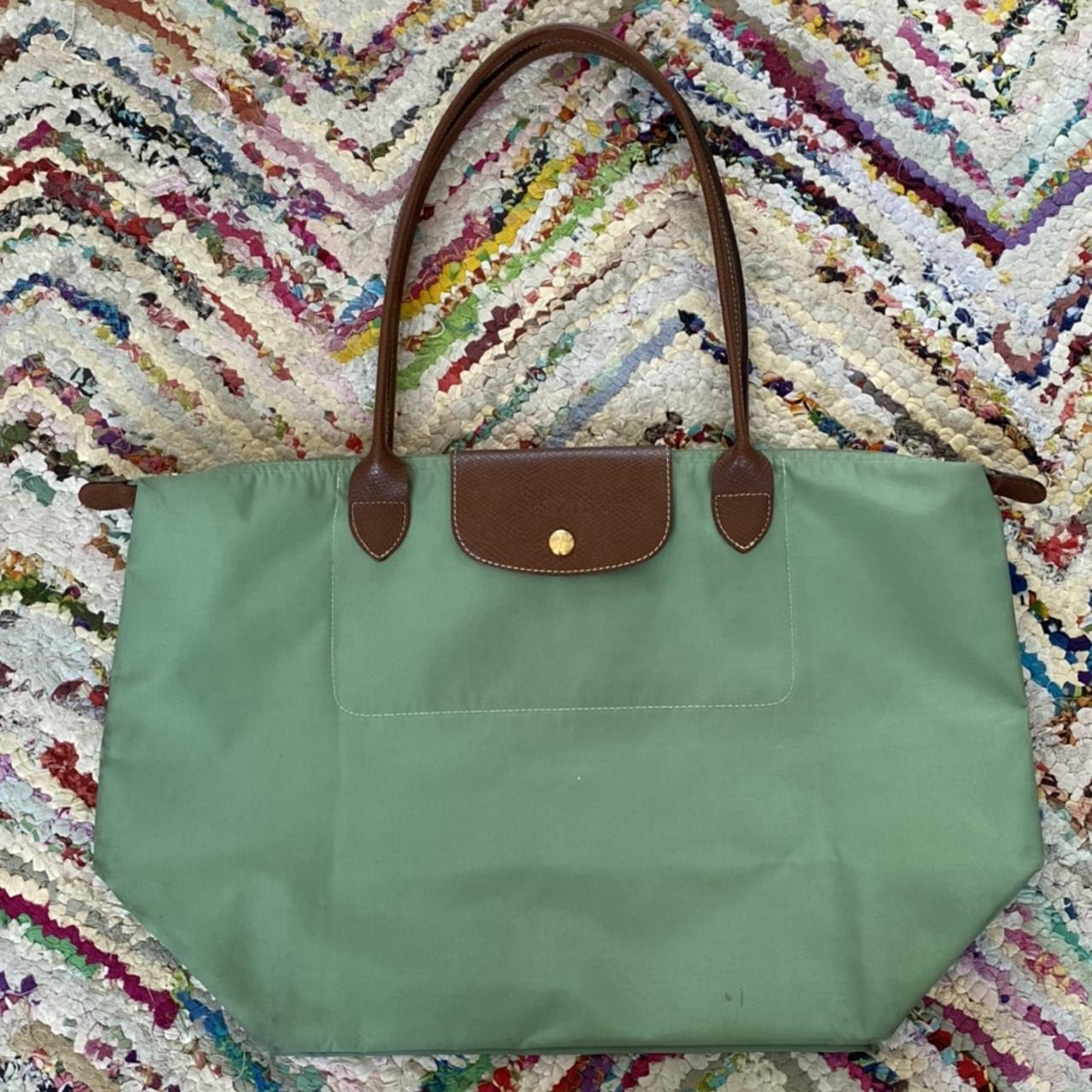 Longchamp Le Pliage tote in spring green. Condition... - Depop