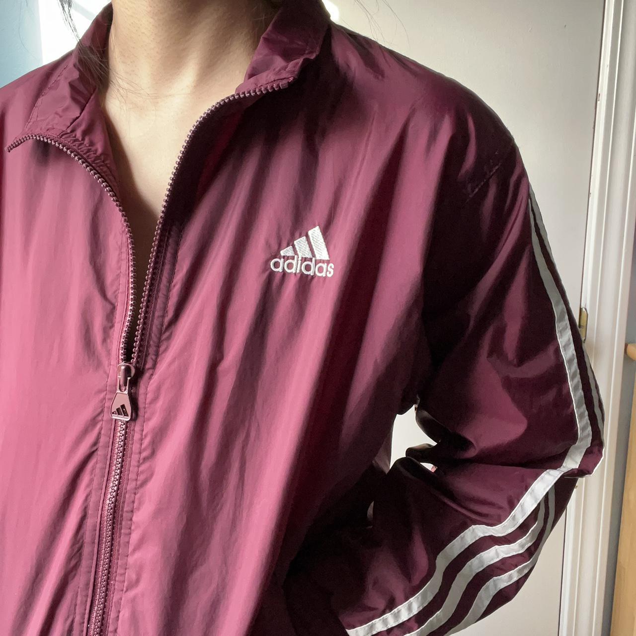 adidas maroon and white jacket