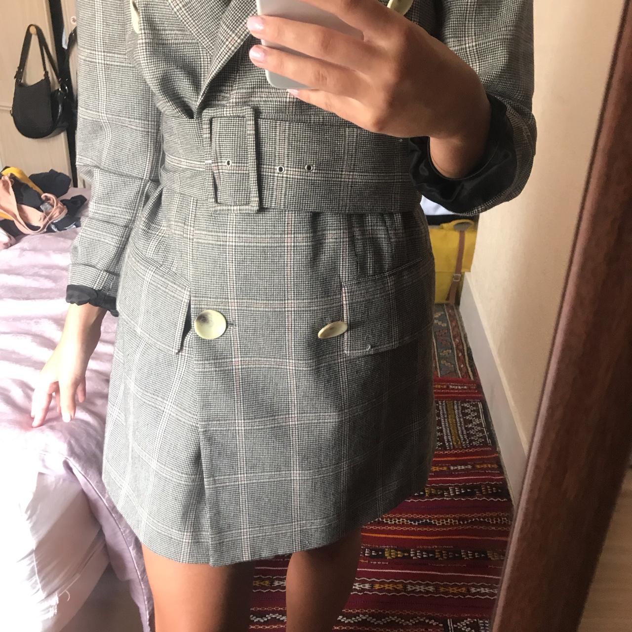 Zara checked best sale dress with belt