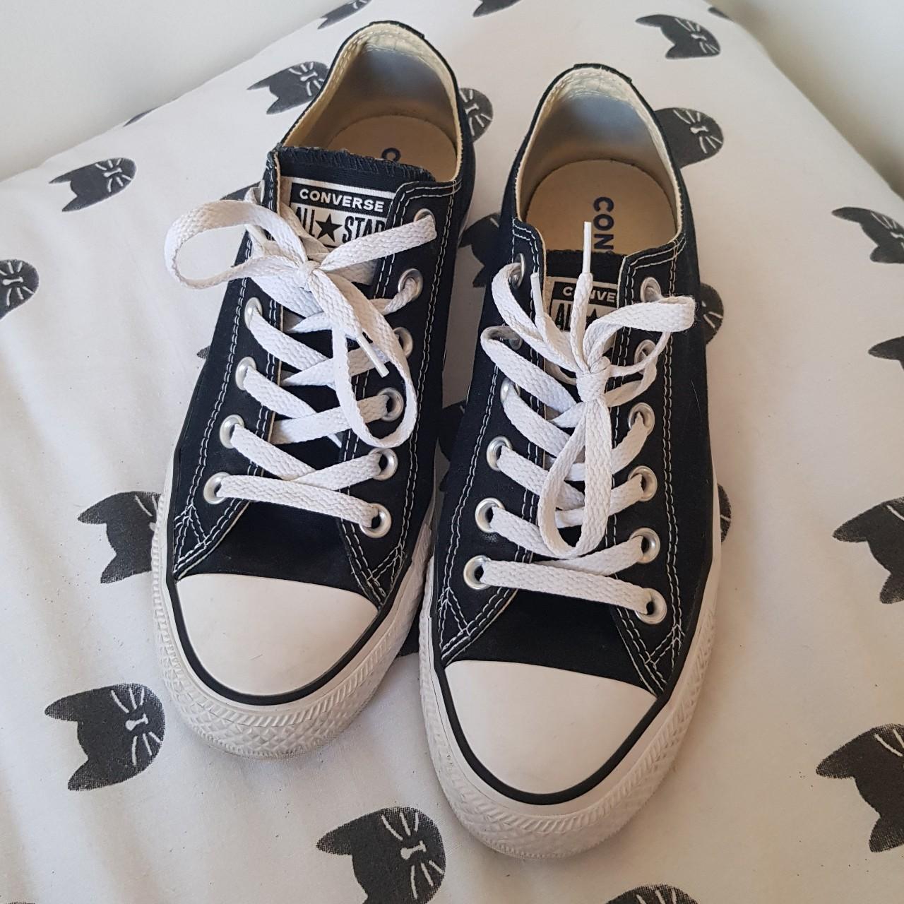 Black and white low converse all star chuck taylor... - Depop