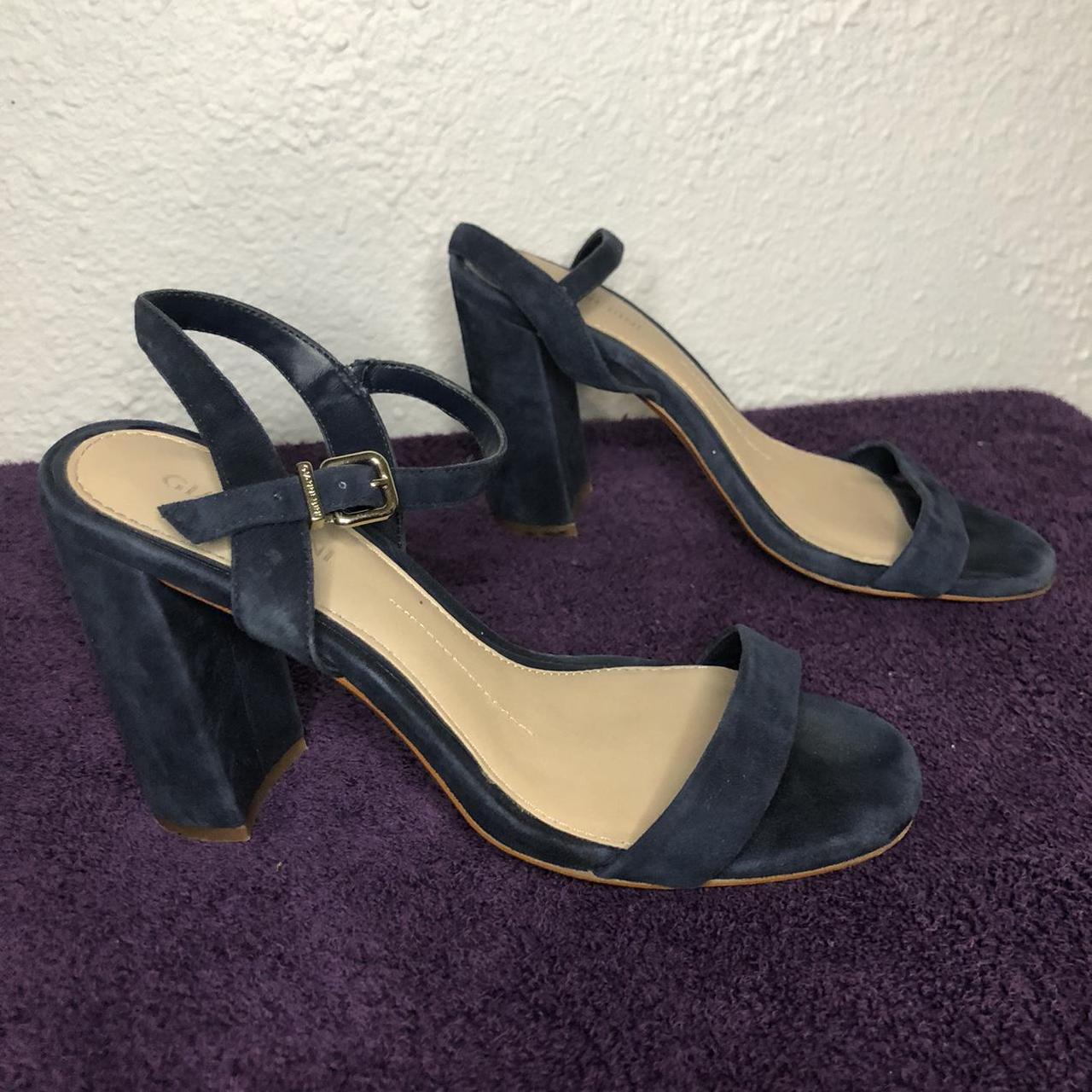 Navy Blue Strappy Heels / Strappy Sandals / Block... - Depop