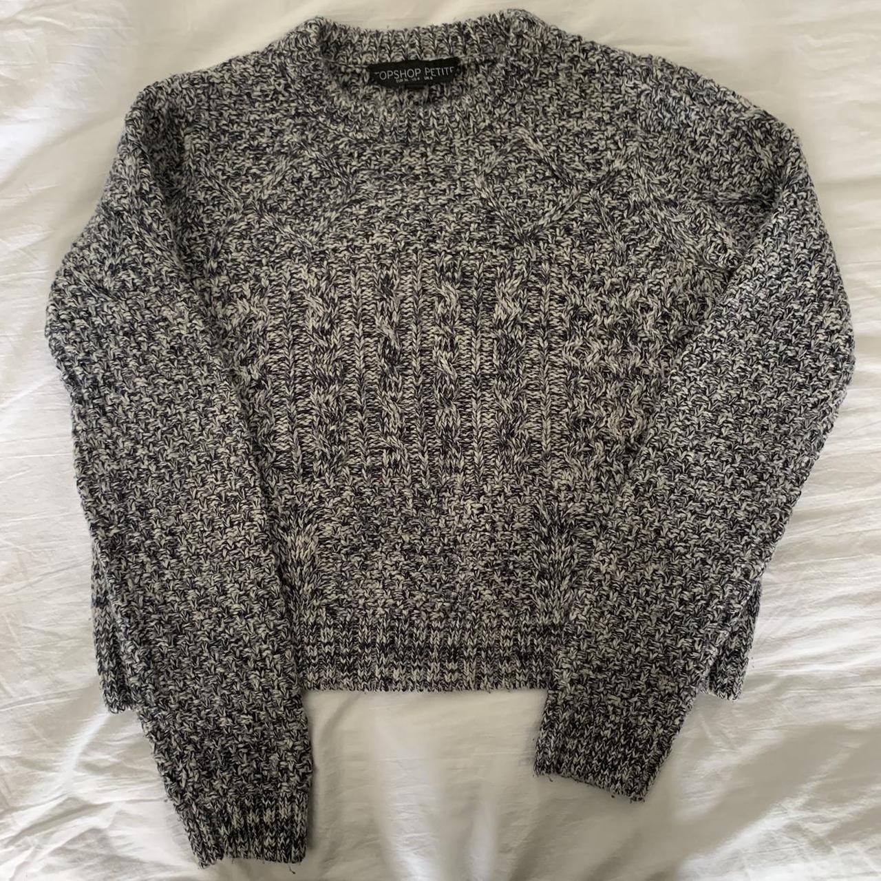 Topshop Women's White and Navy Jumper | Depop