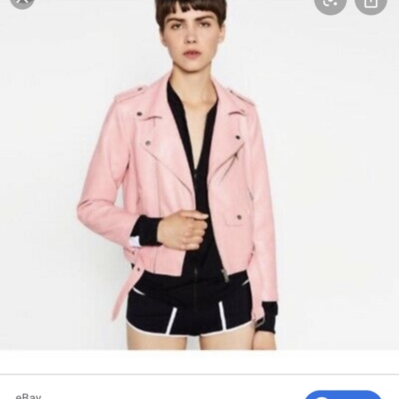 zara faux leather jacket pink