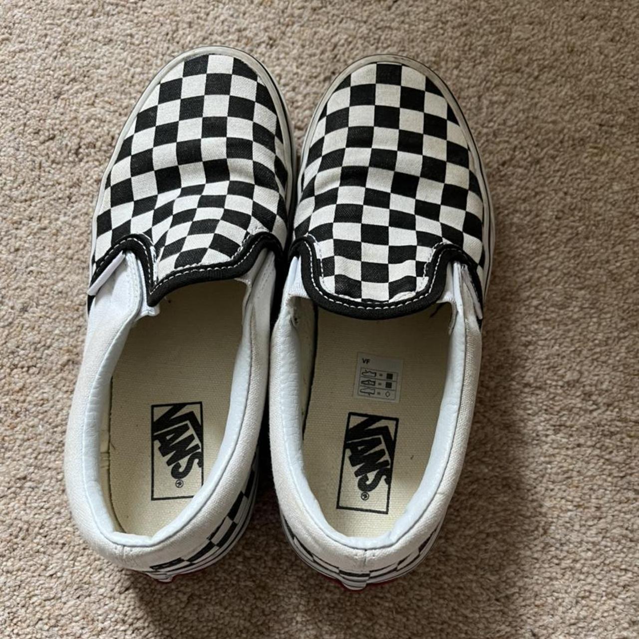 Vans Classic checkerboard slip on trainers size 1... - Depop