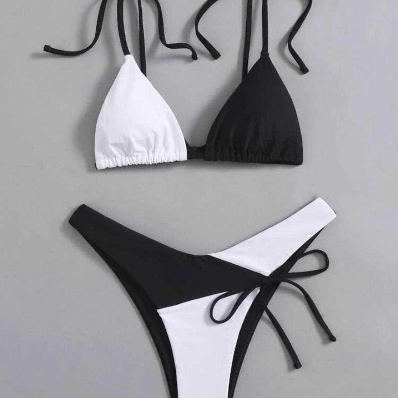 Black and White Bikini Set perfect conditin Depop