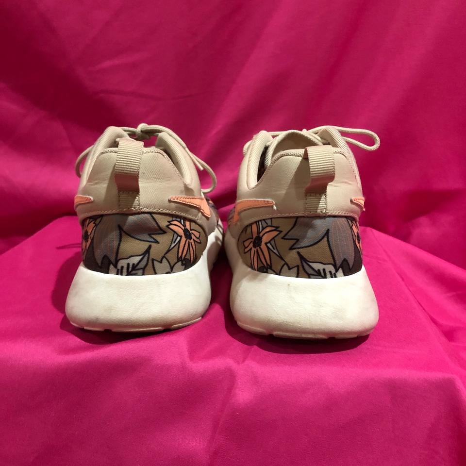 Super cute Nike roshe running shoes with nude floral Depop