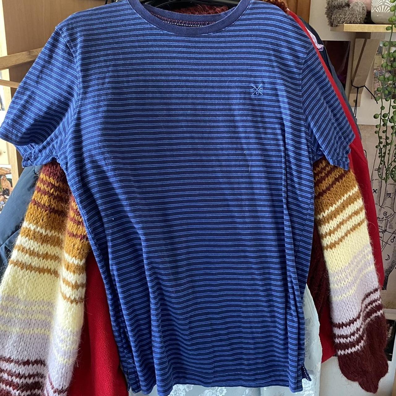 J.Crew Men's Blue and Navy Tshirt Depop