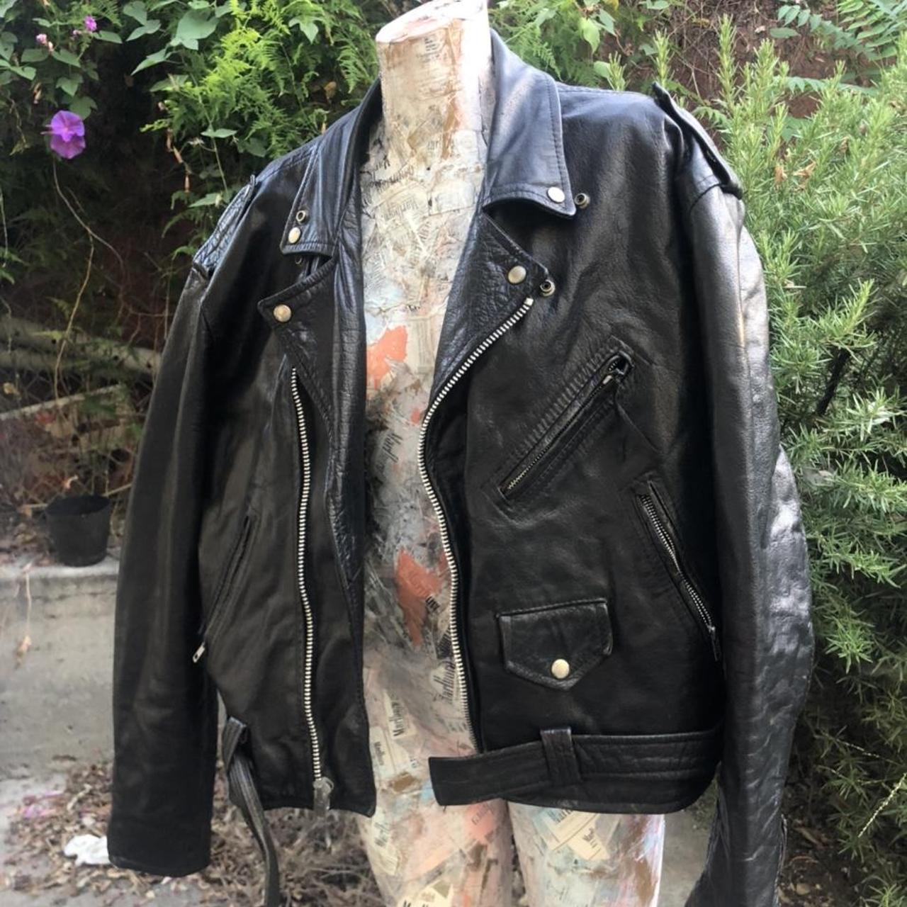 Vintage motorcycle route 66 highway leather jacket.... - Depop