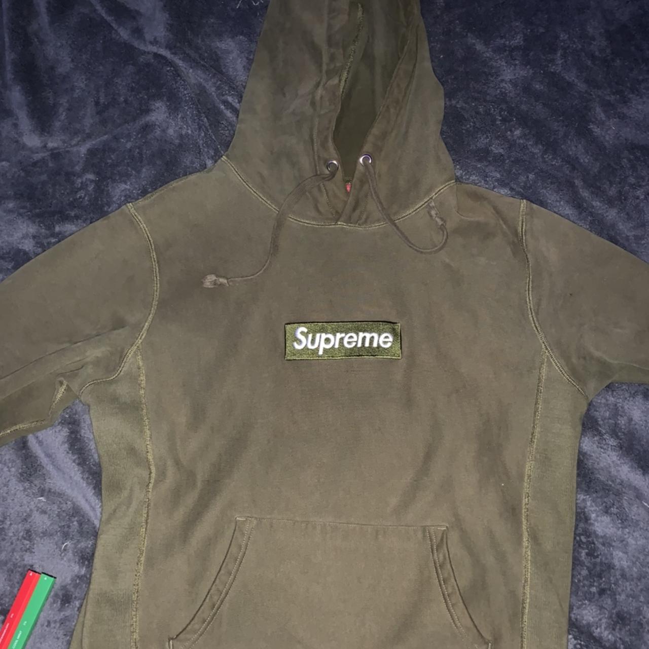 Supreme olive box outlet logo hoodie