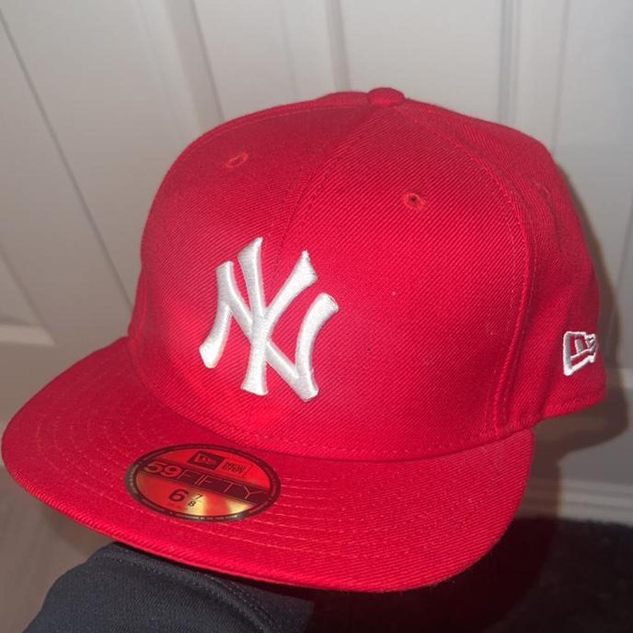Red and white new era New York Yankees fitted... - Depop
