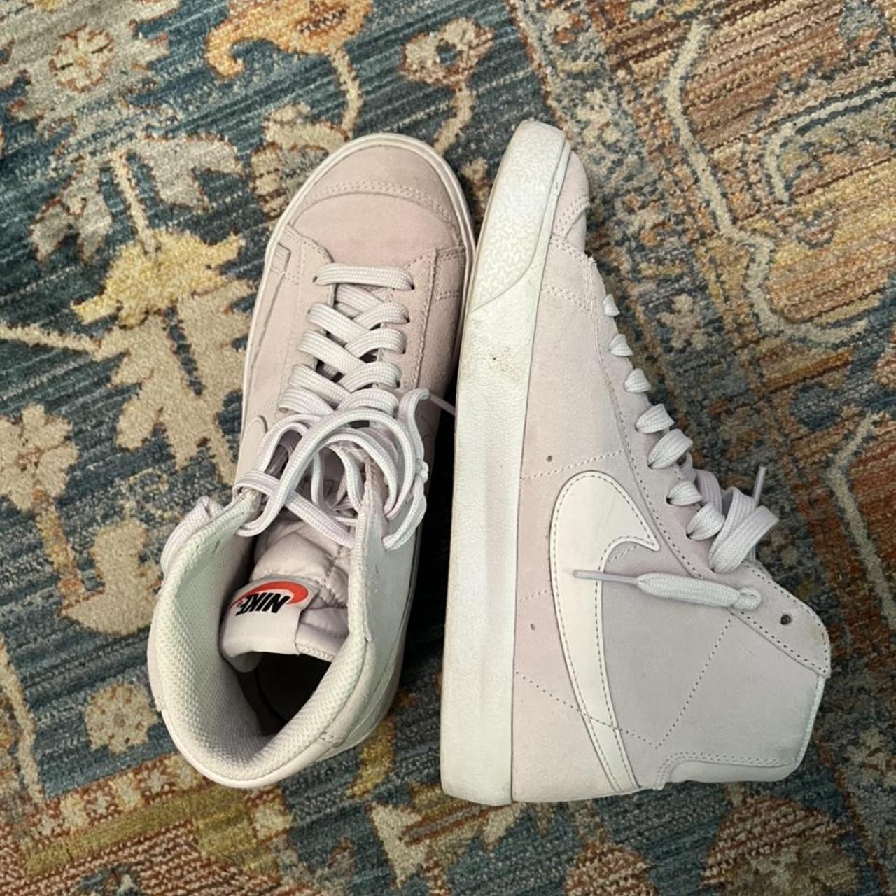 Pink high top Nike Blazers. These shoes are so cute... - Depop