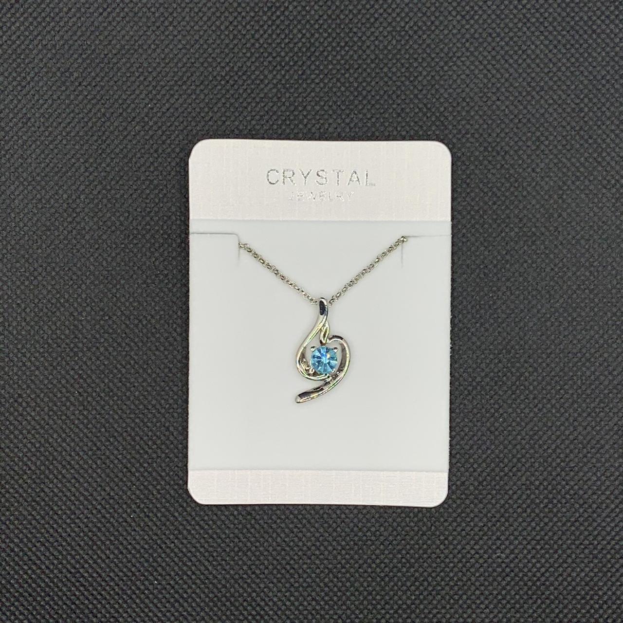 BLUE AND SILVER NECKLACE PLATED PENDANT 18”... - Depop