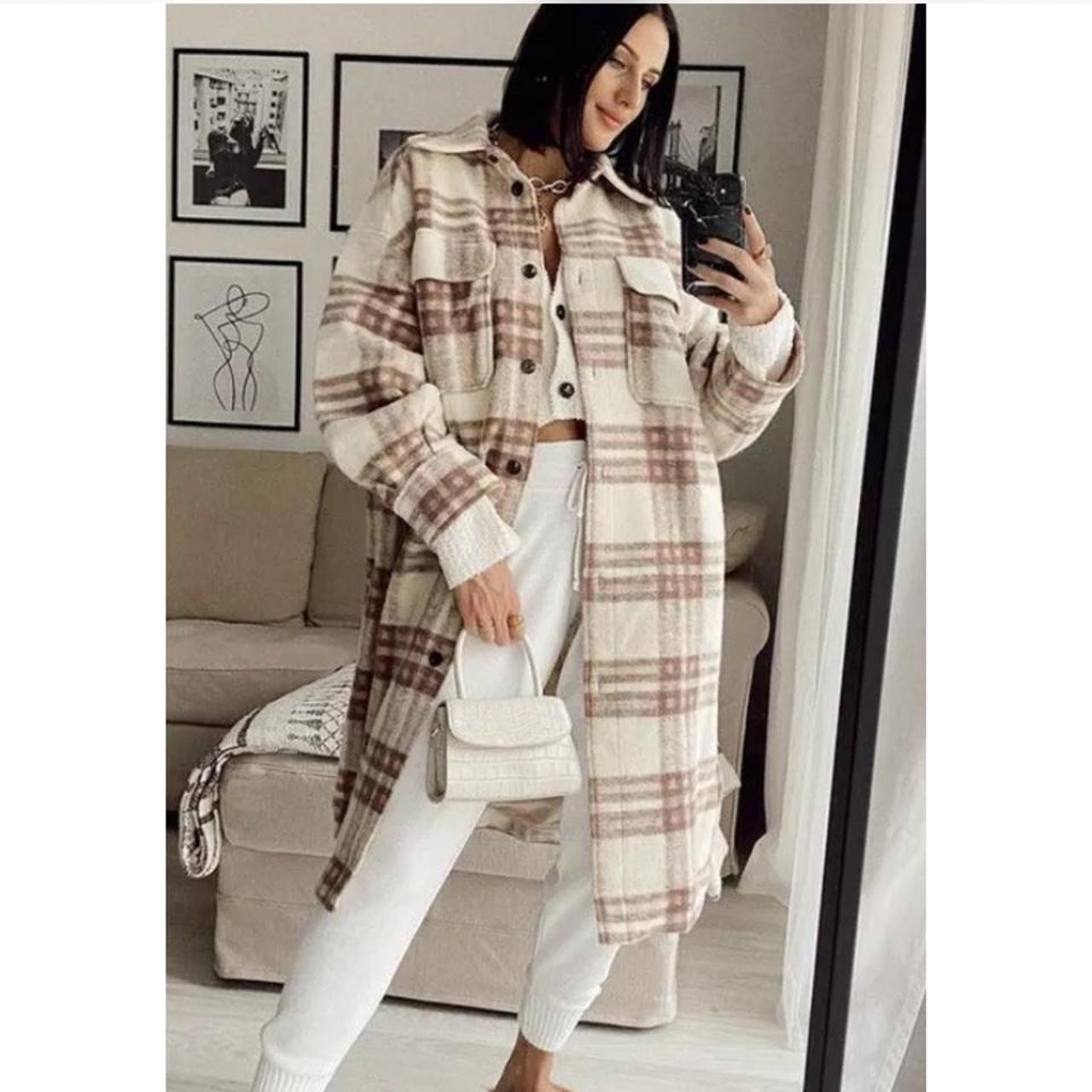 h&m check coat