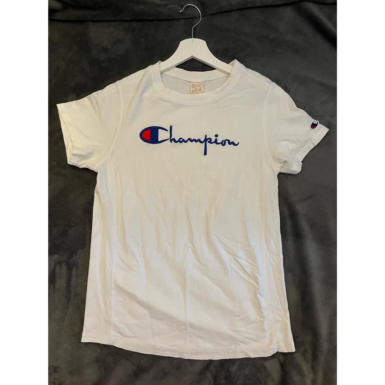 White Champion T Shirt In Size Medium Great Depop