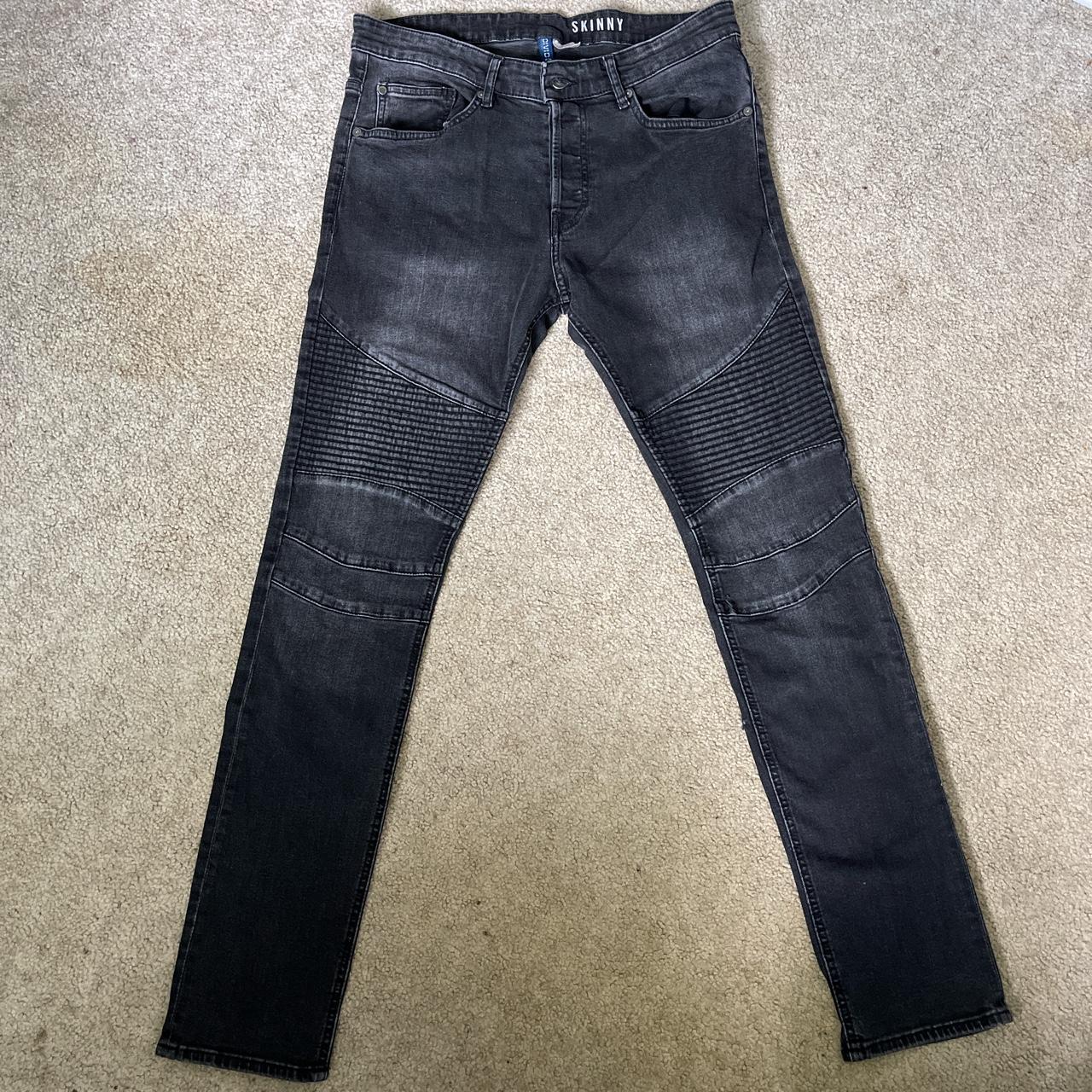 Divided by H&M Black Skinny Moto Denim 98% cotton 2%... - Depop