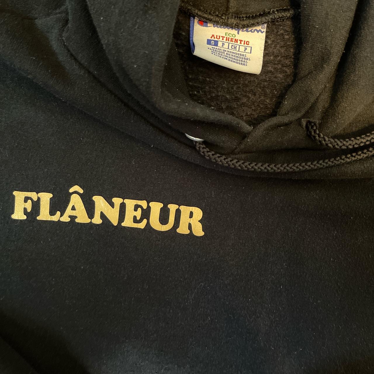 Black “Flaneur” Champion hoodie, Size: S,