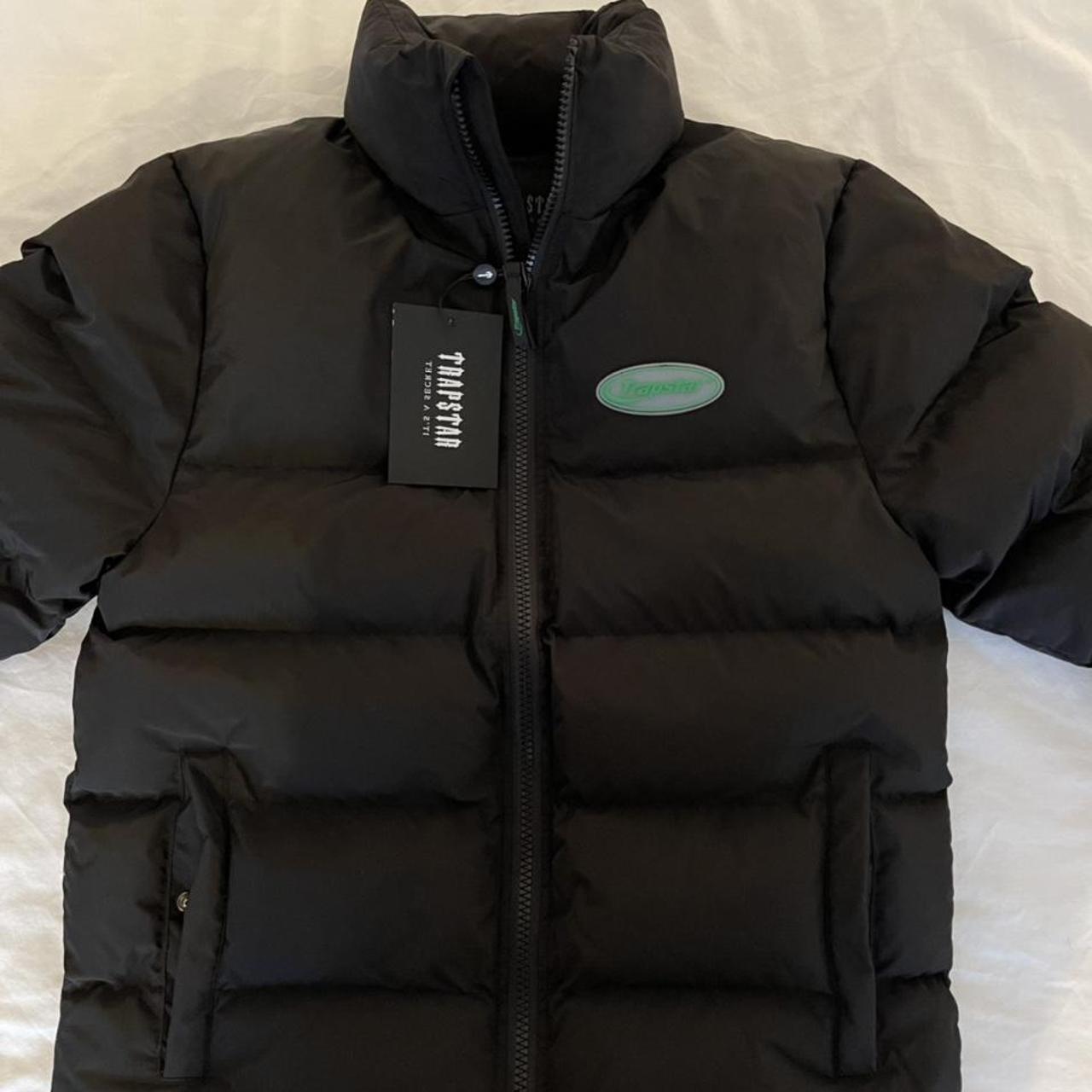 Trapstar hyperdrive puffer jacket black/green brand... Depop