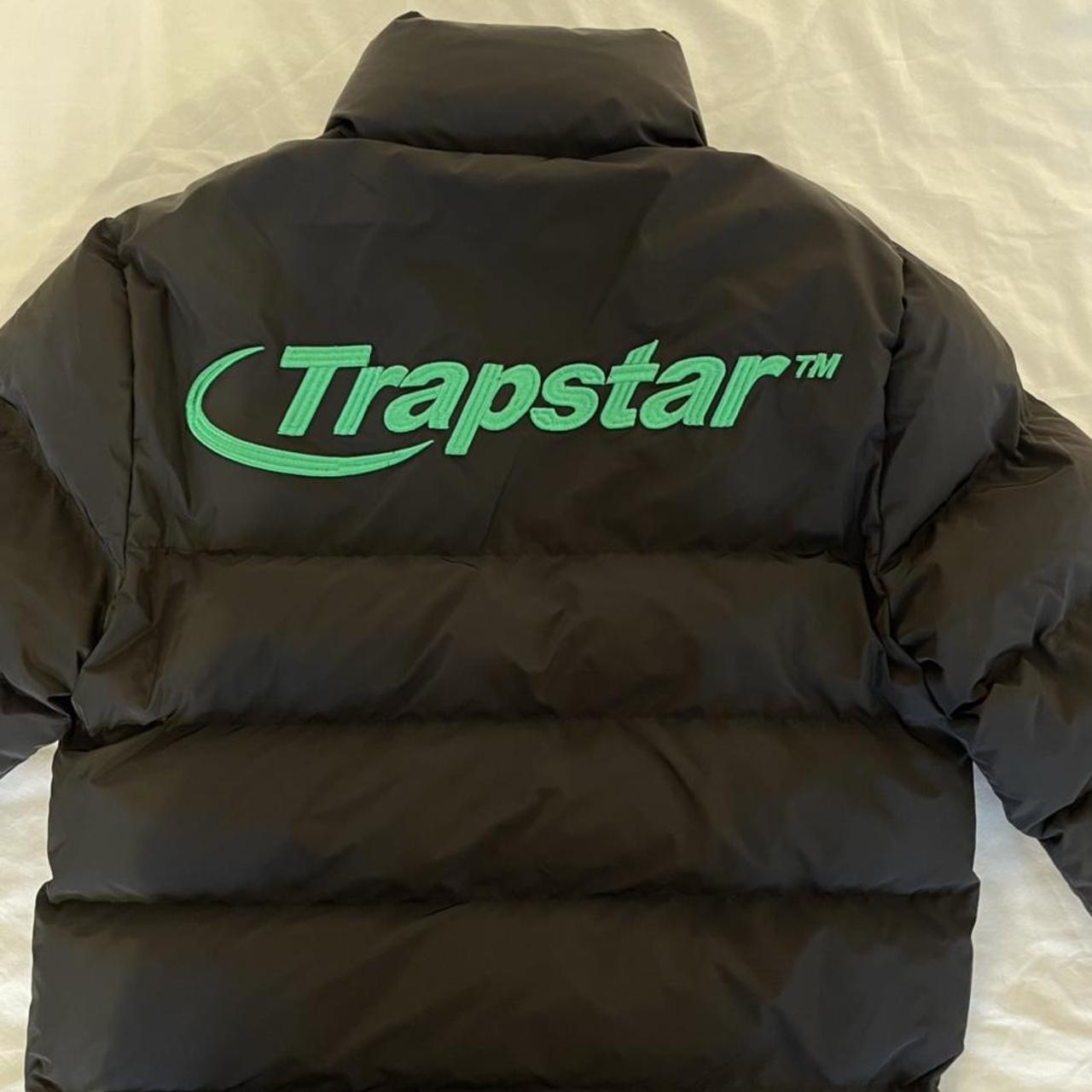 Trapstar hyperdrive puffer jacket black/green brand... Depop