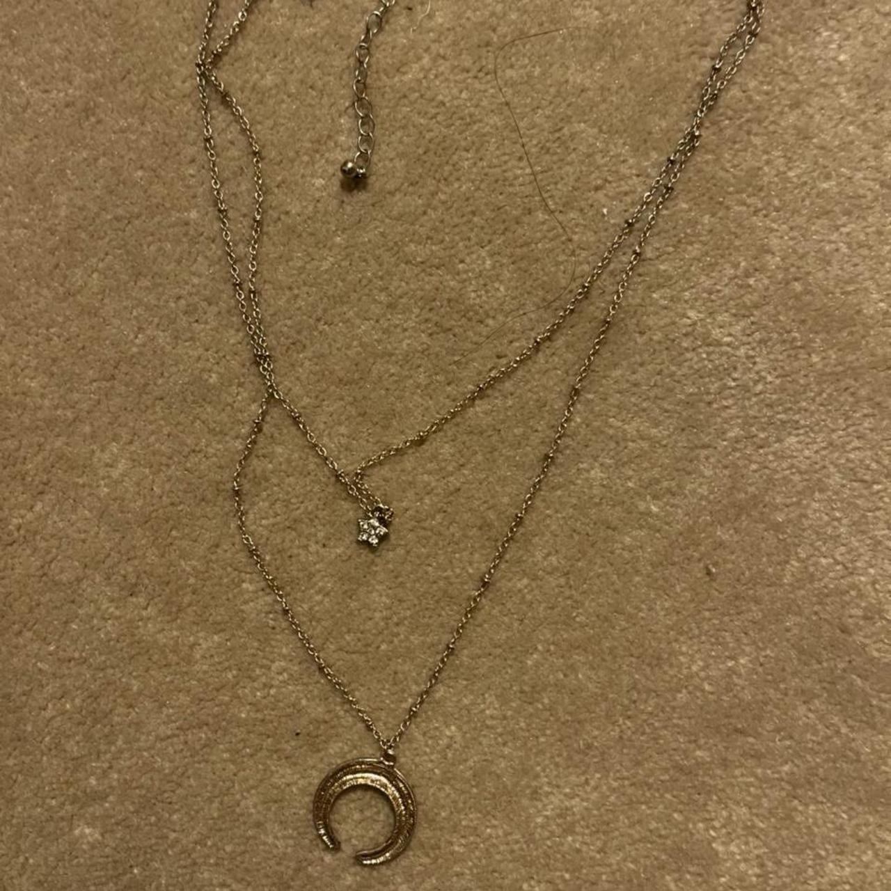 layered moon & star necklace - Depop