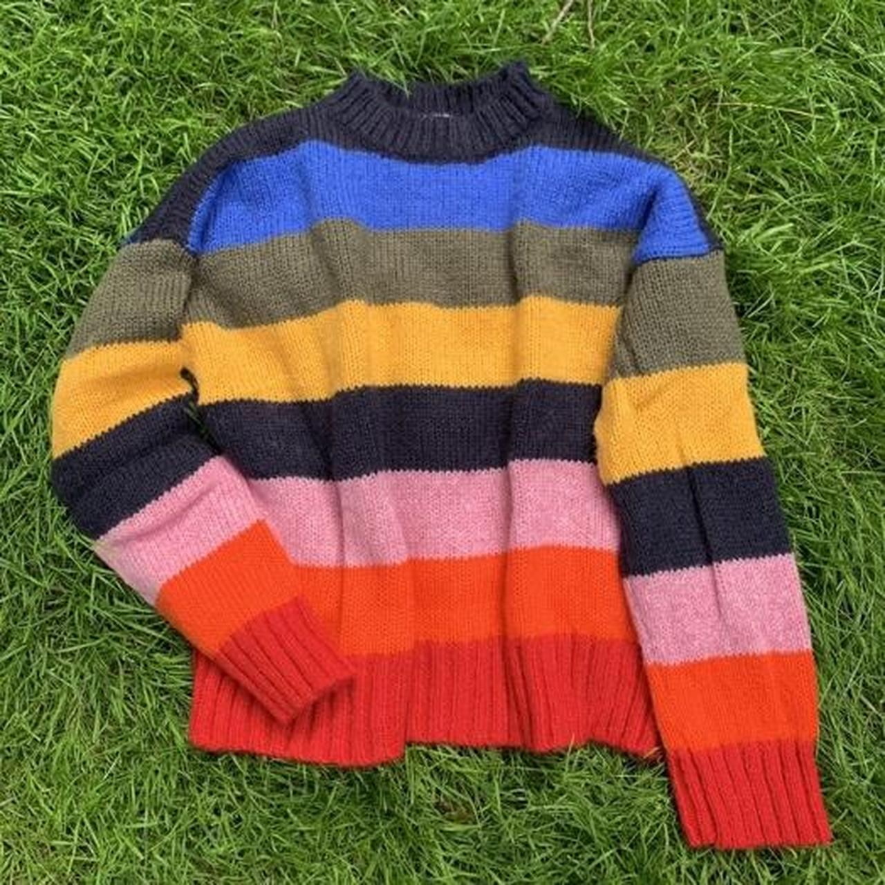 Uo kari rainbow shop striped oversized sweater