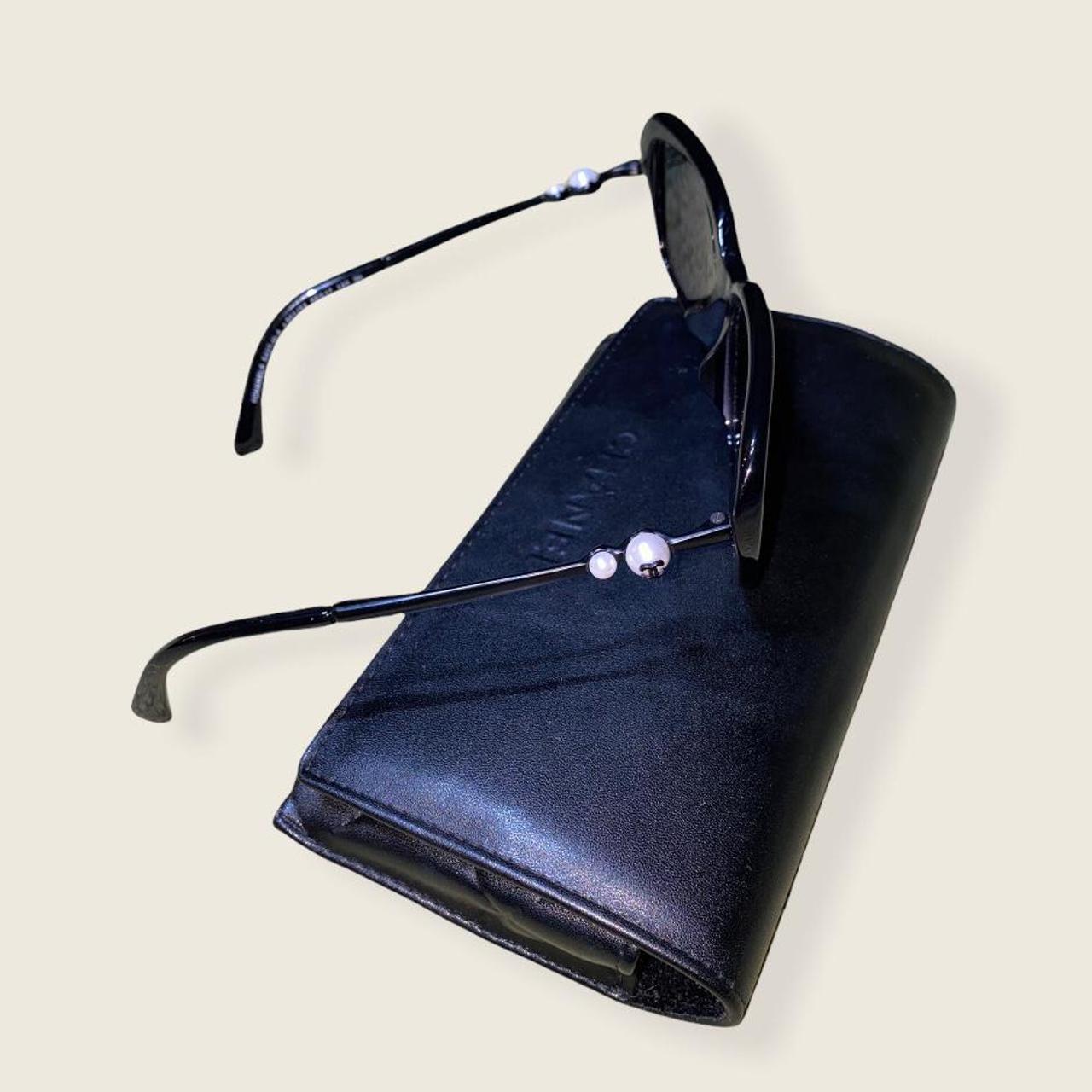 Chanel Men's Black and Silver Sunglasses Depop