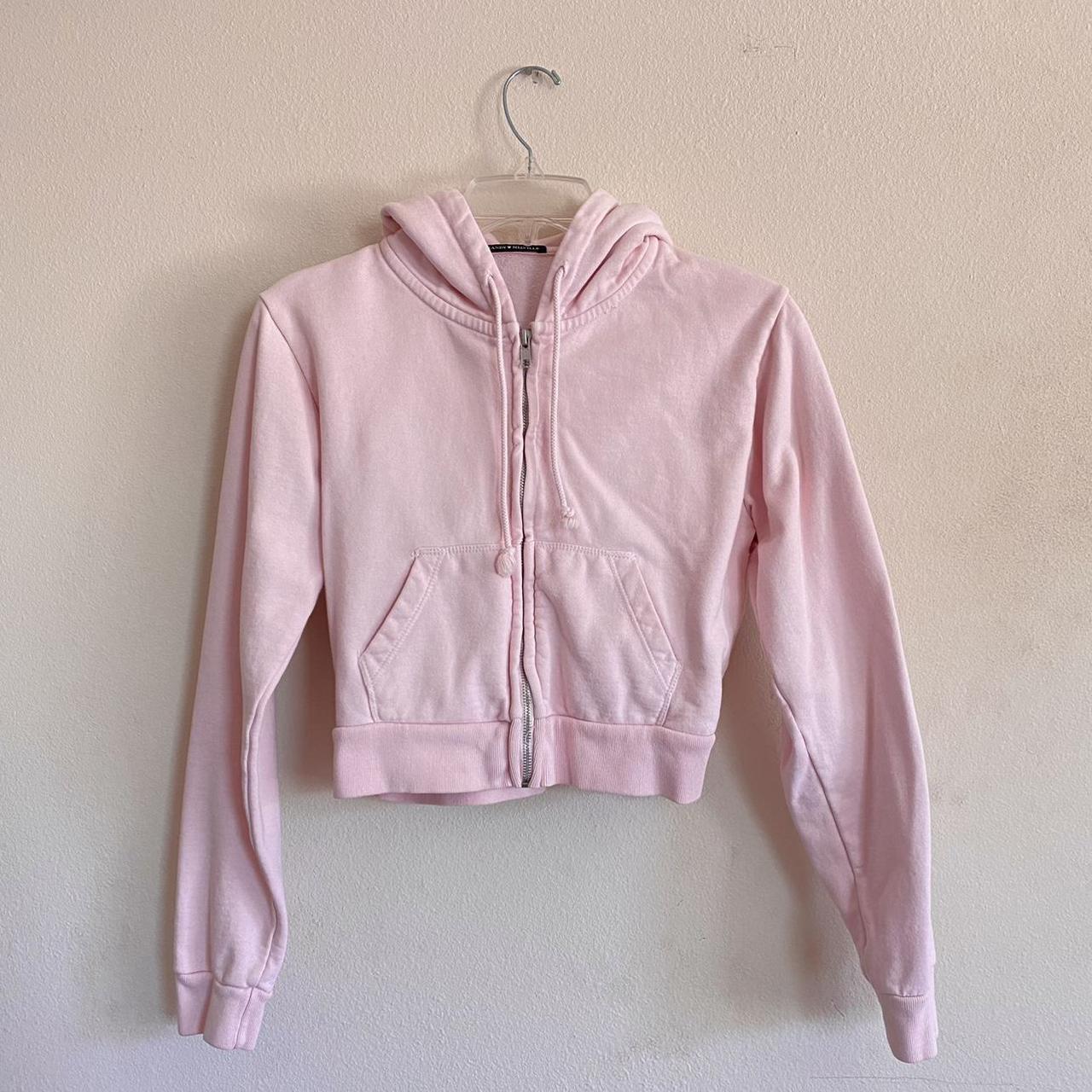 Brandy Melville / John Galt bubblegum pink crystal zip up hoodie