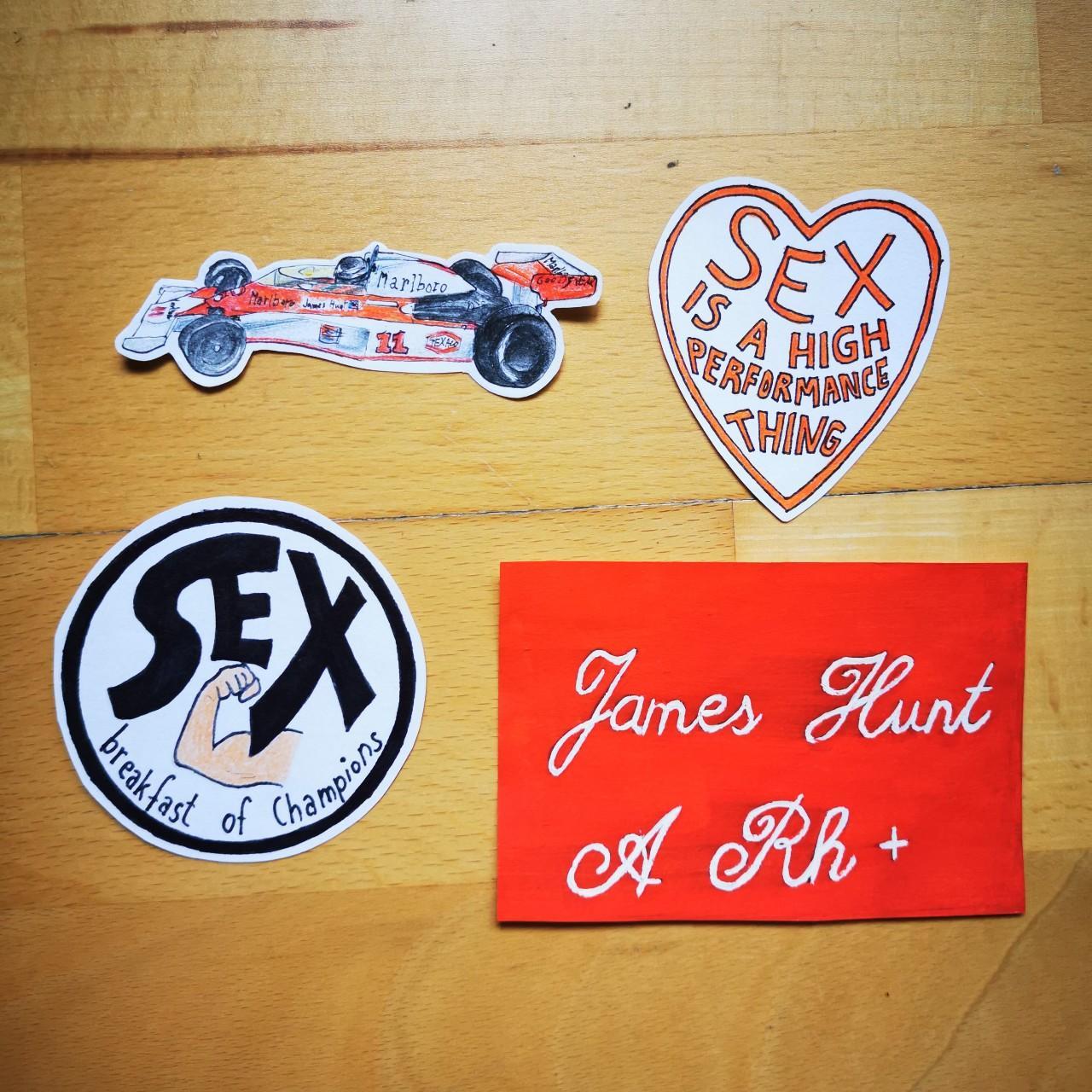 James Hunt inspired stickers Size: cca 4 - 10 cm Art... - Depop