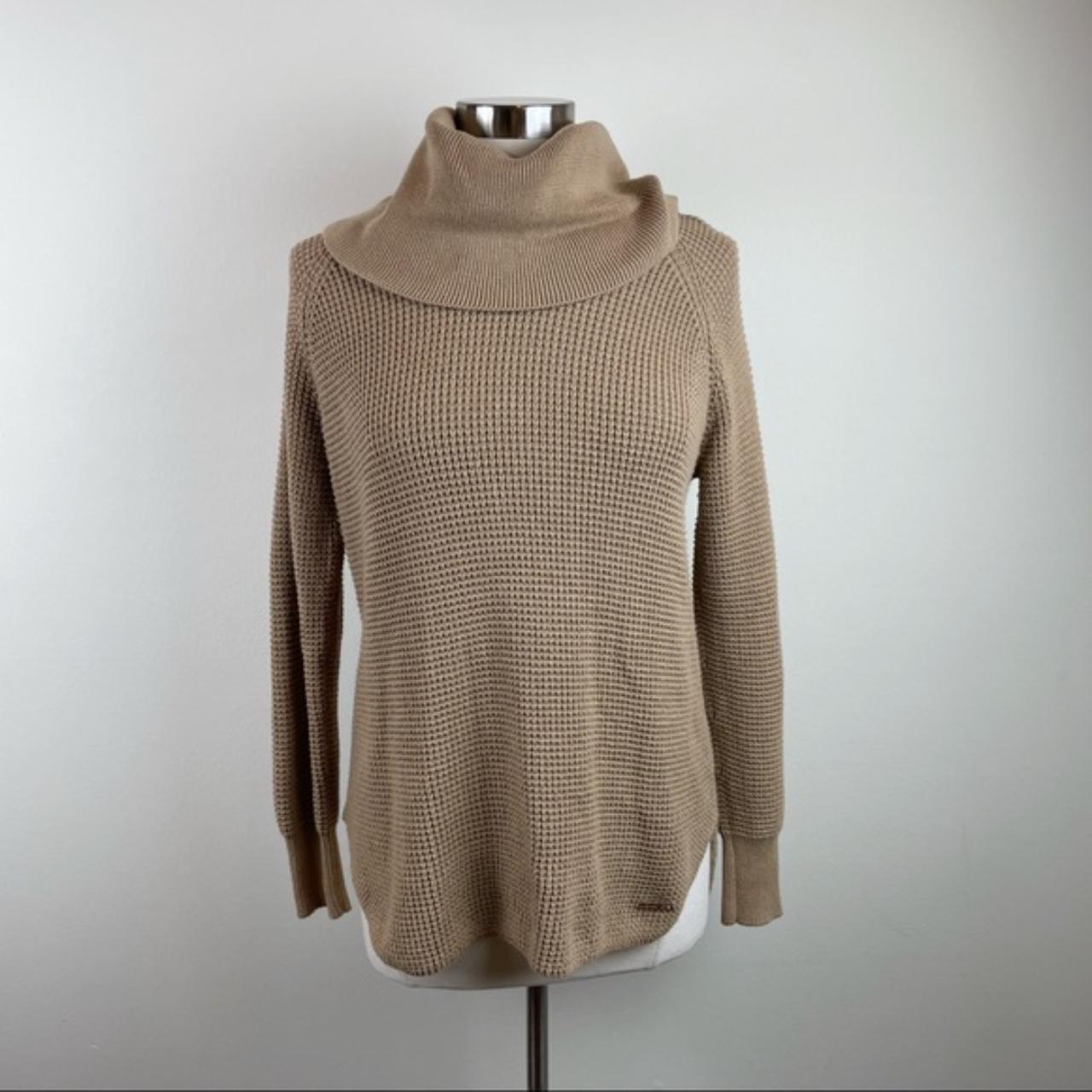 Michael Kors Brown Knit Cowl Turtleneck Sweater... - Depop