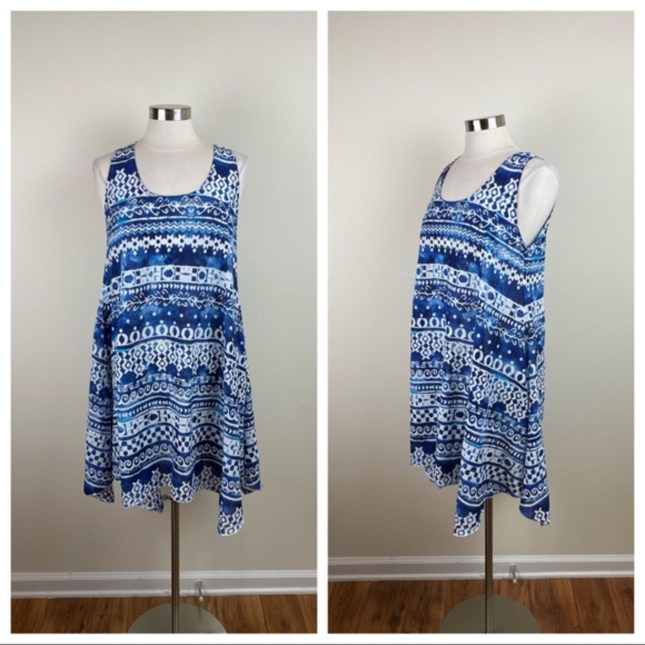 Cromer Resort Wear 100% Cotton Blue White Geometric... - Depop