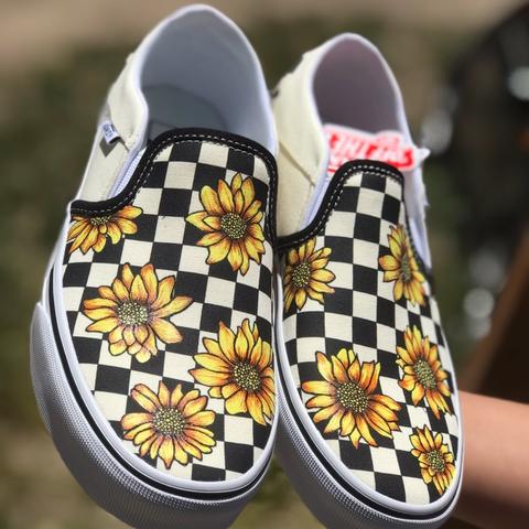 Custom reflective lv checkered vans #reflective - Depop