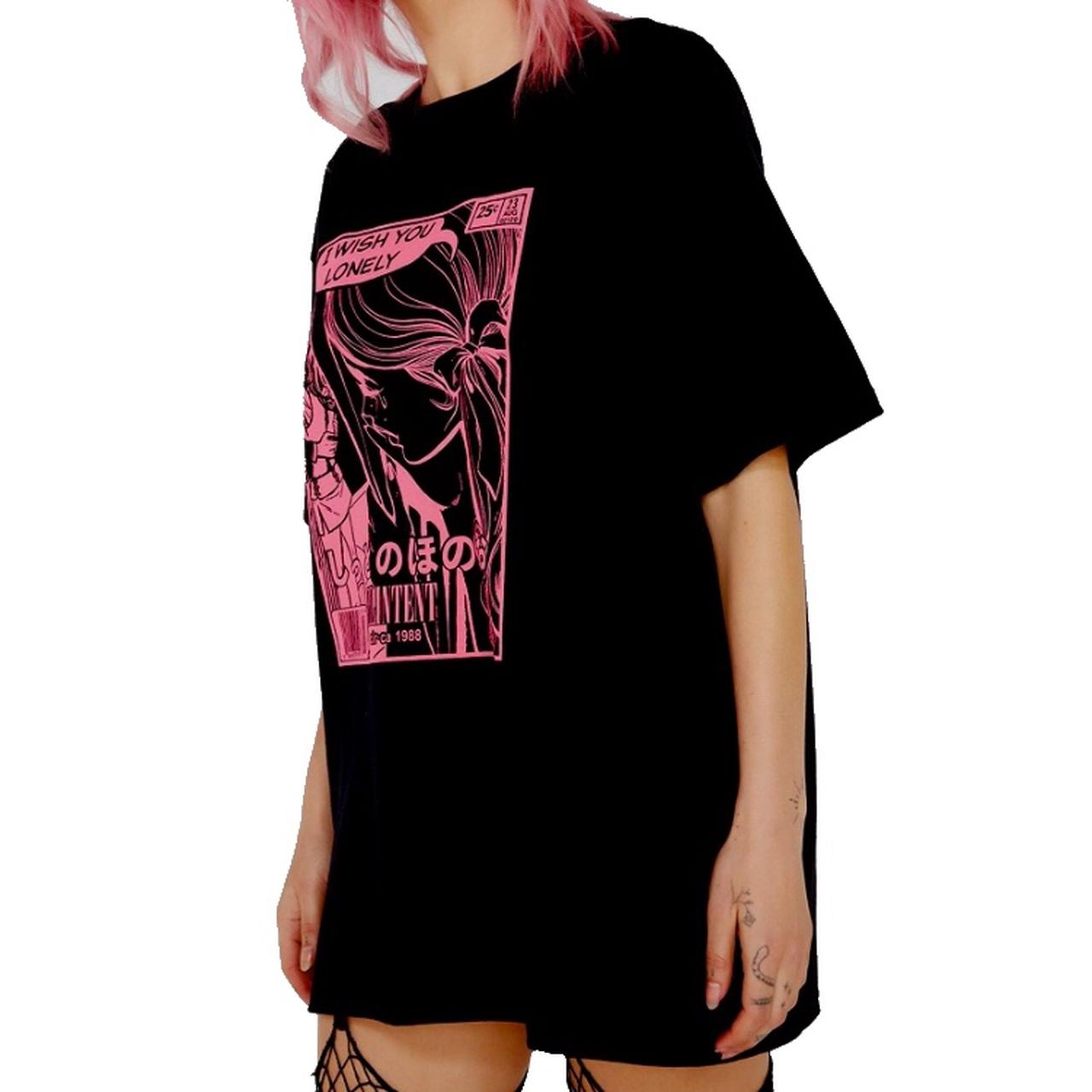 Dolls Kill Men's Black and Pink Tshirt Depop